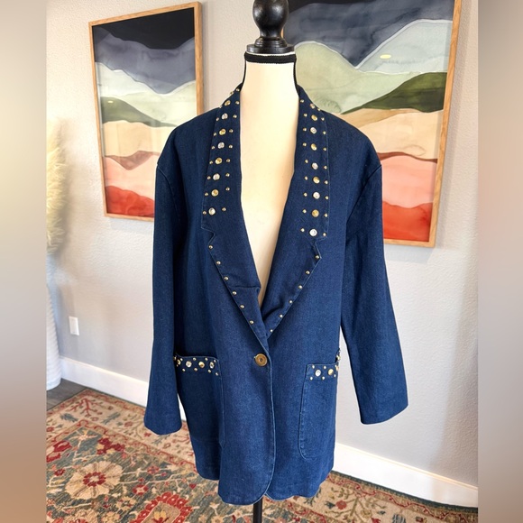 Vintage Danielle Denim Blazer with Studs and Gems - Picture 9 of 11